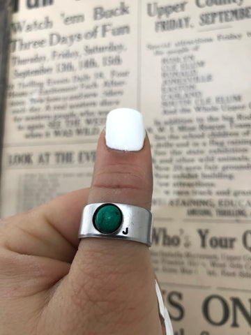 Mini Initial Turquoise ring