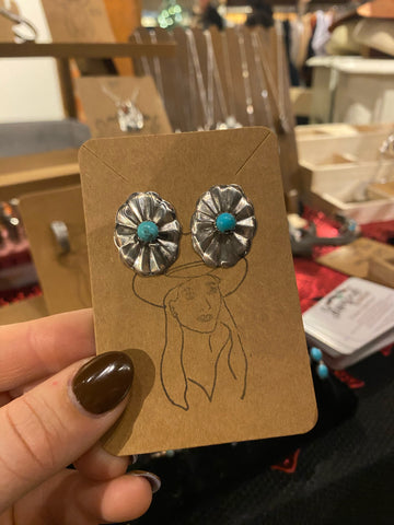 Turquoise Concho stud earrings